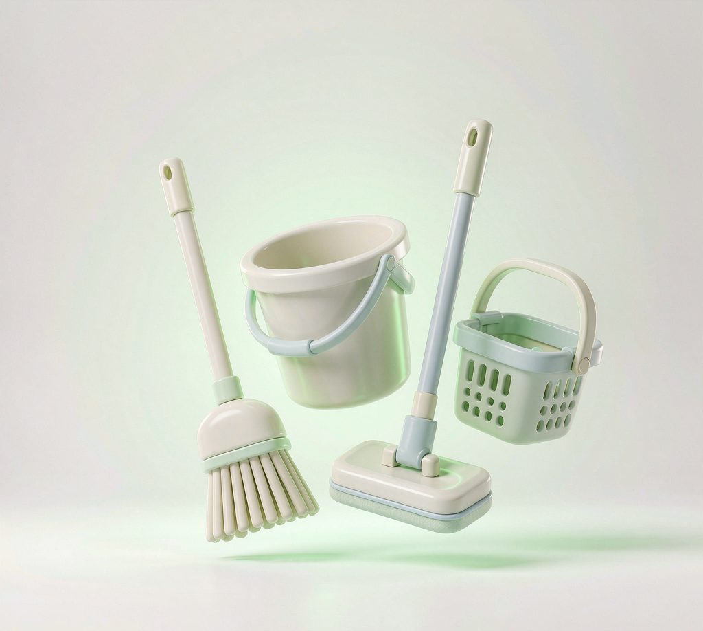 日杂百货:扫把、拖把、水桶、收纳清洁用品